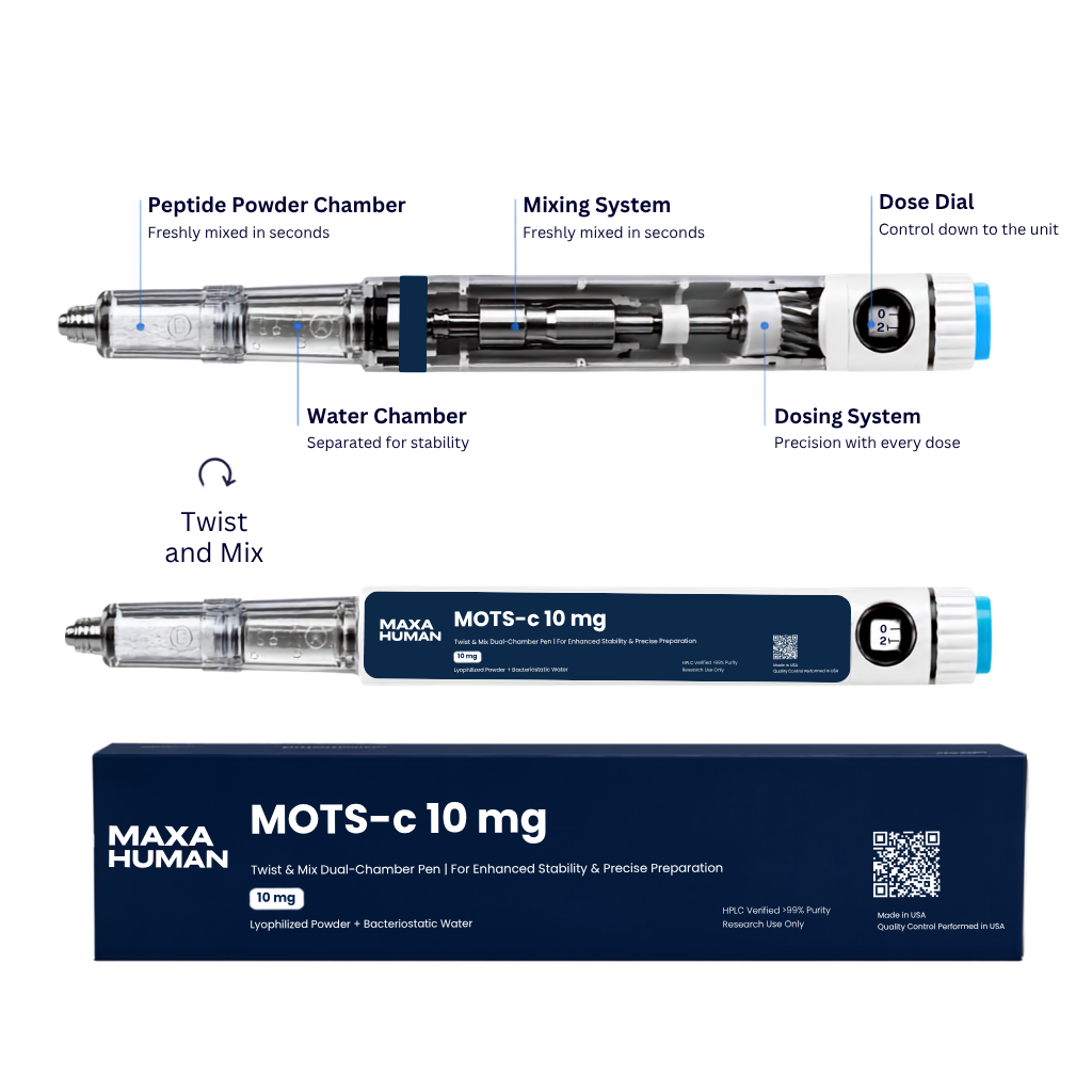MOTS-c 10 mg New Dual Chamber Pen - Mitochondrial Energy & Metabolic Boost