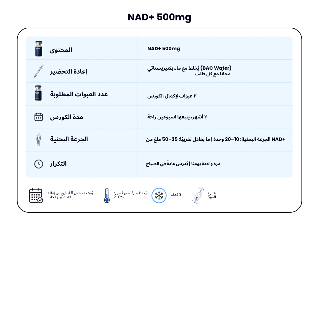 NAD+ 500mg — Cellular Energy + Repair Support + FREE BAC WATER