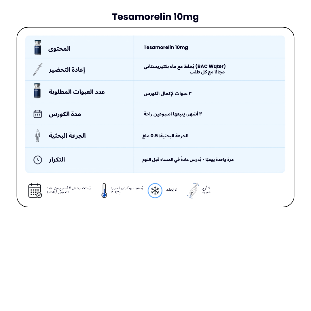Tesamorelin 10mg (GH Secreting & Visceral Fat Loss) + FREE BAC WATER