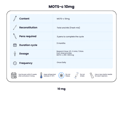 MOTS-c 10 mg New Dual Chamber Pen - Mitochondrial Energy & Metabolic Boost